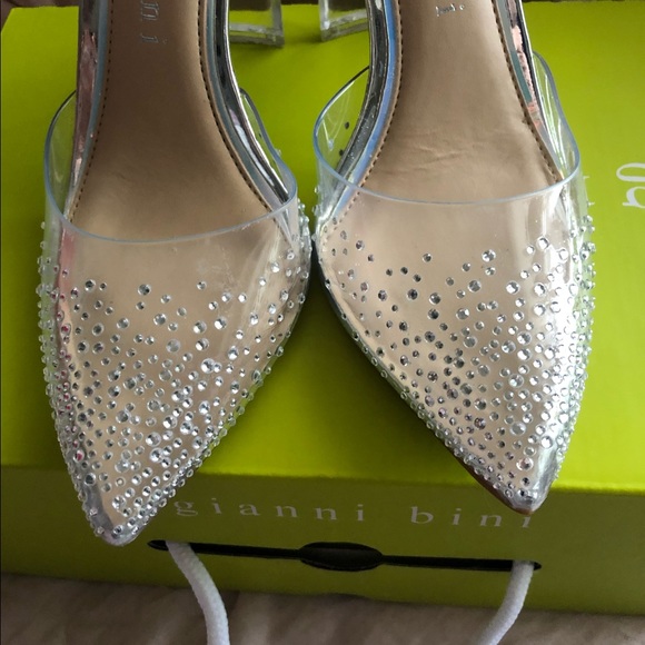 Gianni Bini Clear Rhinestone Studded Heels - Picture 3 of 12